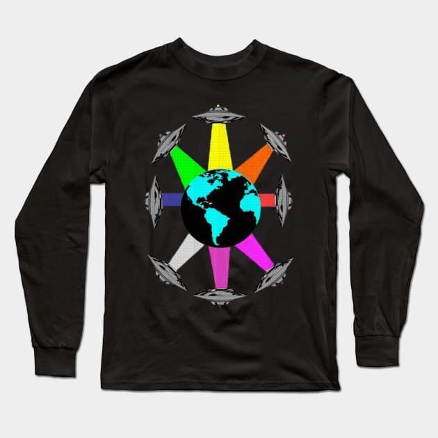 UFO Color Wheel Long Sleeve T-Shirt by Fire Valley Designs